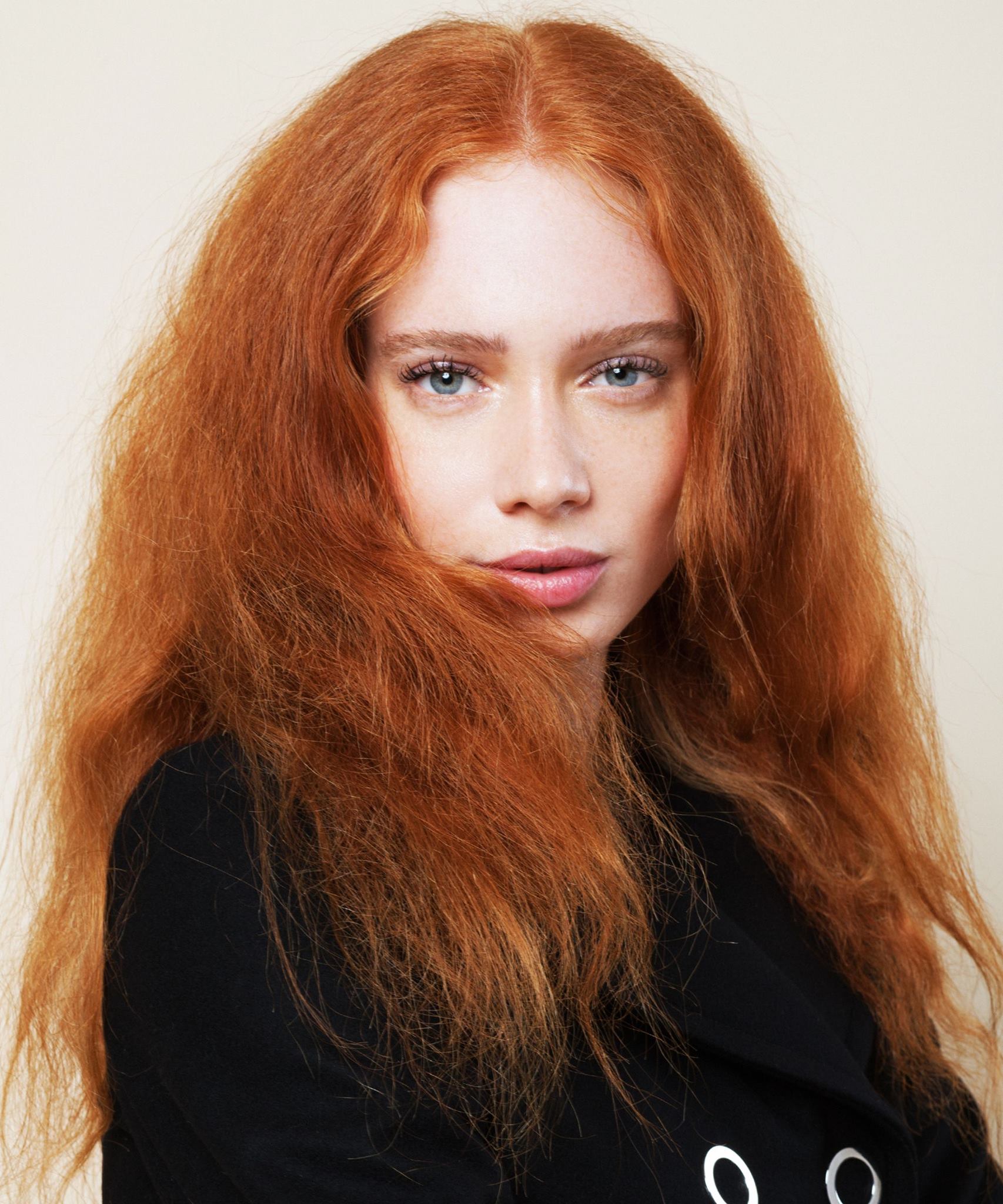 Three red-haired girls of different ages for TV commercial in Bucharest, Romania.